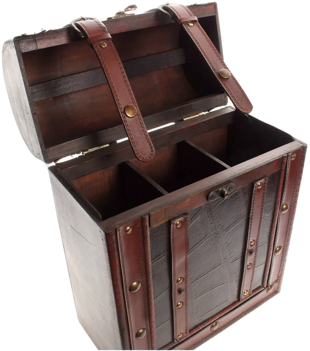Vintage Holz Schatztruhe – Weinkiste aus Holz – Weinverpackung für 3 Flaschen – Deko Truhe - Bild 4