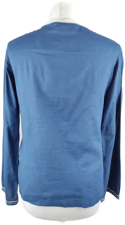 Authentic Style Bluse Damen M/38 Blau | Bestickter Retro-Charme – Vorschau 3