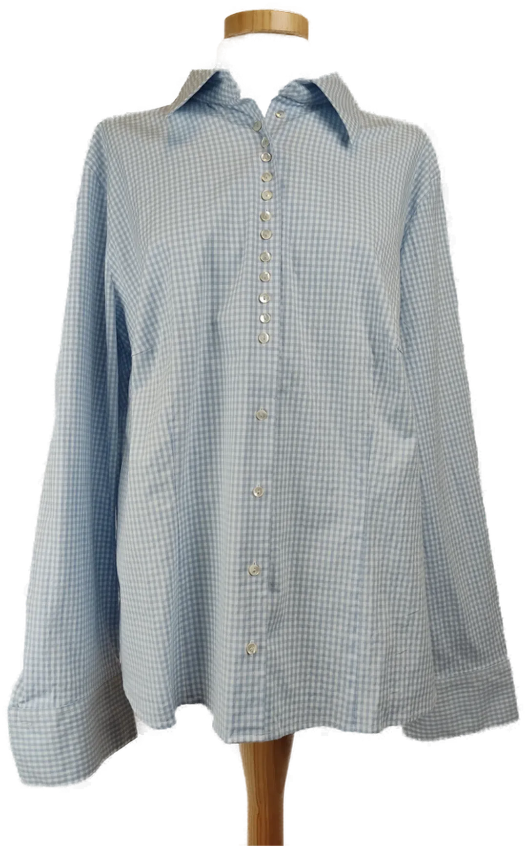 Gössl Damenbluse hellblau kariert- 4XL- 48 - Bild 4