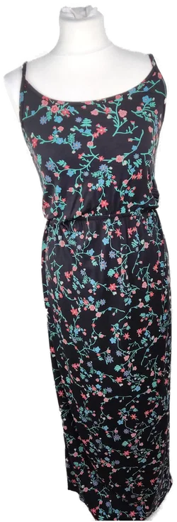 Bonprix Damen-Maxikleid Viskose Dunkelblau Geblümt | Sommerlich – Vorschau 1