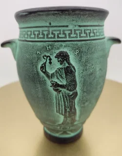 Griechische Keramik-Reliefvase In Türkisgrün | Vintage-Charme