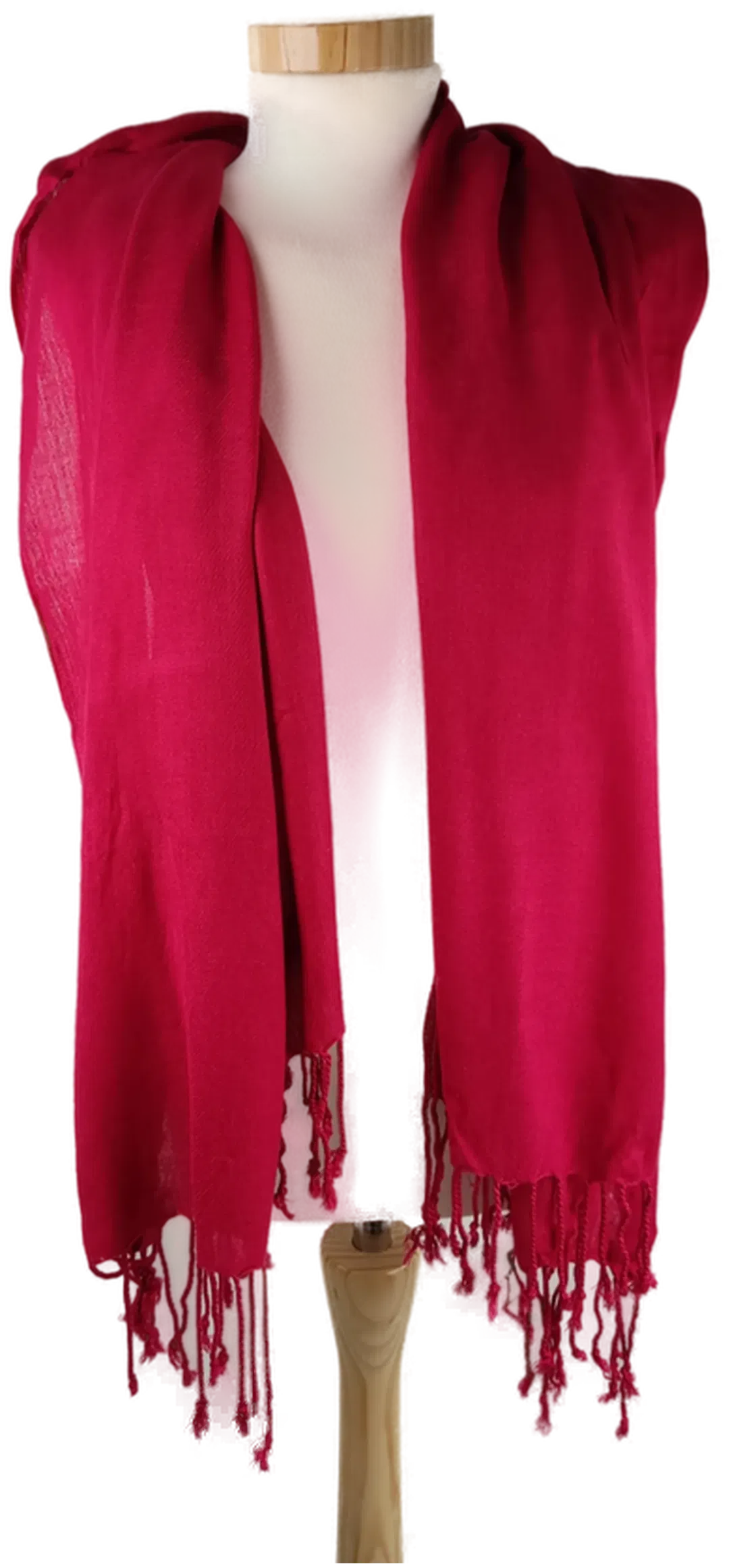 Schal mit Fransen rot ca. 62 x 155 cm (ohne Fransen gemessen) - Bild 1