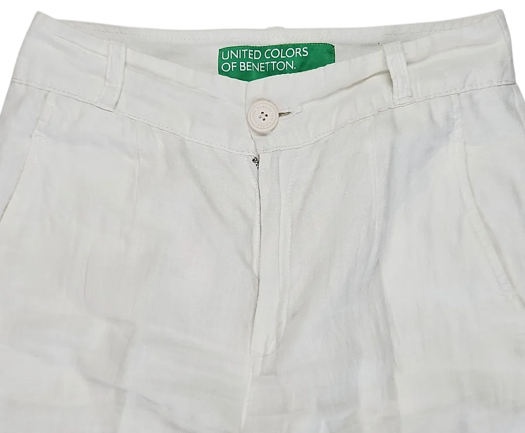 United Colors of Benetton Damen Leinen Hose, weiß - Gr. DE 34 – Bild 3
