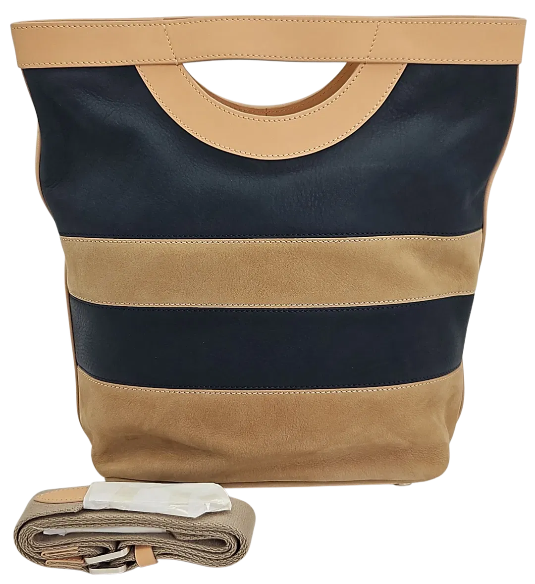 Max V. Koenig Damen Handtasche, marine/beige - Höhe ca. 29 cm  - Bild 4
