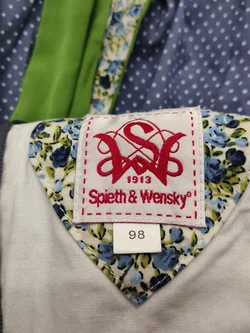 Kinderdirndl Größe 98 Grün-Blau Mit Weißer Bluse | Liebenswerter Klassiker – Vorschau 3