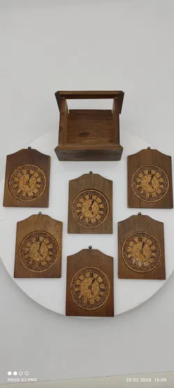 Vintage Untersetzen 6 er Set Uhr - Bild 2