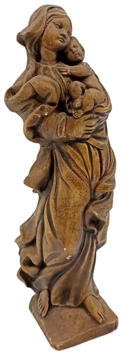 Moderne Madonna mit Kind – Elegante Skulptur in edler Holzoptik
