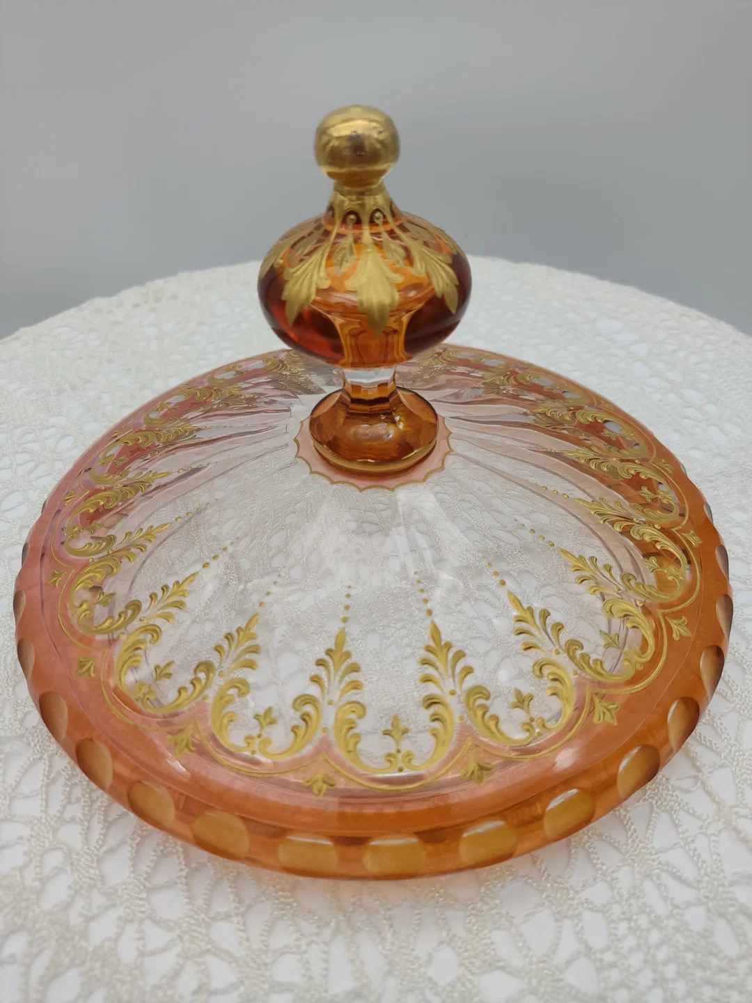 Glas Bowle-Gefäß mit Unterteller mit Golddekor | Festlicher Blickfang – Bild 3