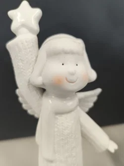 2 Engelfiguren, weiße Keramik - Bild 3