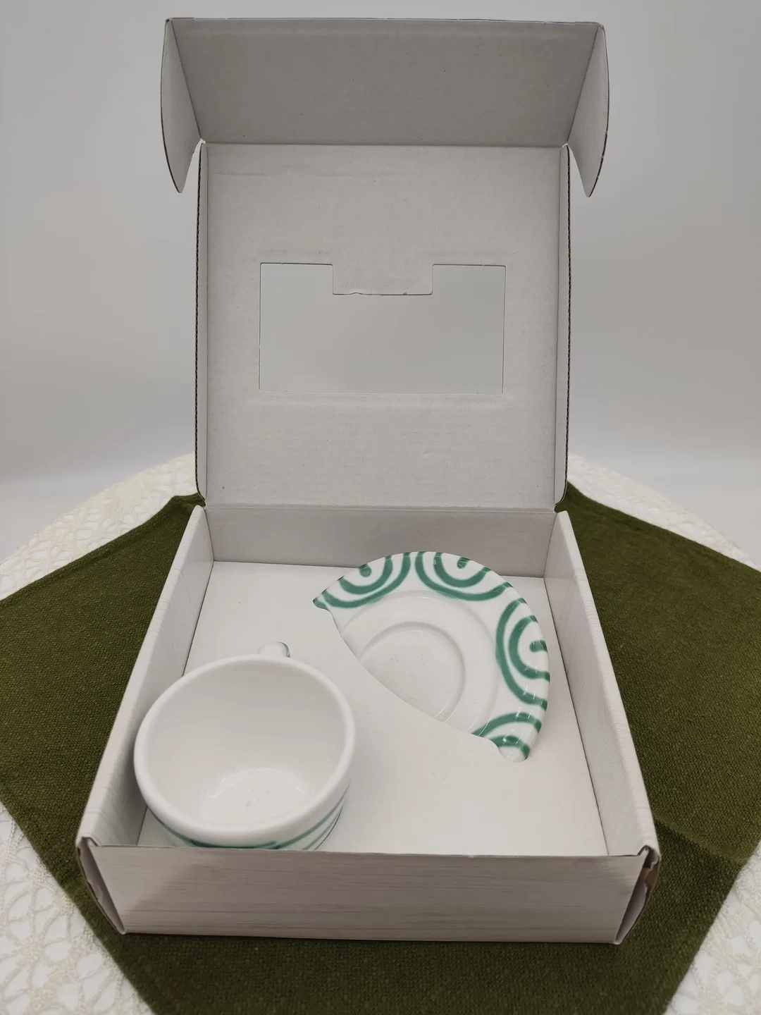 Gmundner Keramik Espresso-Set Grün Geflammt | Geschenkbox – Bild 4