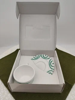Gmundner Keramik Espresso-Set Grün Geflammt | Geschenkbox - Bild 4