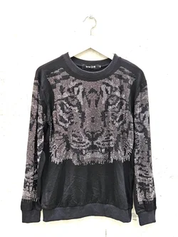 Damen Pulli mit Tigerkopf, schwarz - Gr. L – Vorschau 1