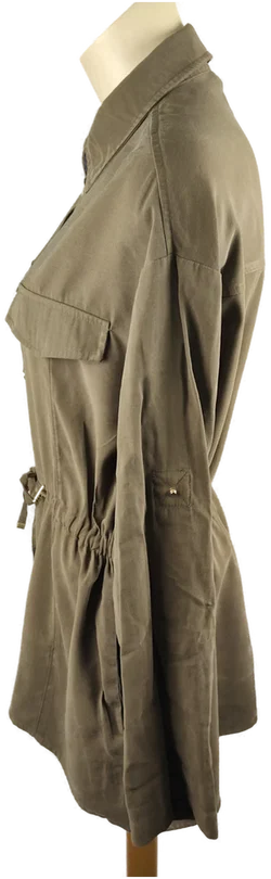 Zara Damenbluse in Olivgrün mit Bindebund | Casual-Chic – Vorschau 2