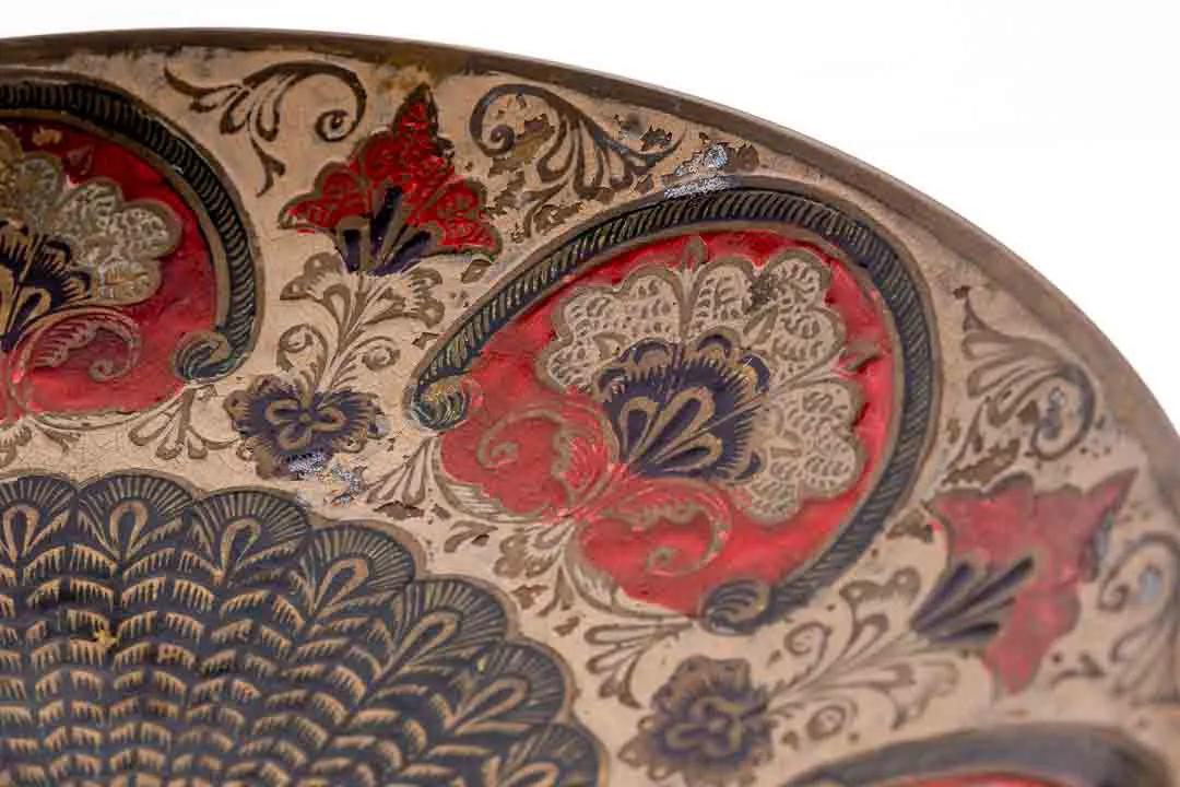Deko Teller aus Metall mit Pfauenmotiv, ⌀ 14 cm – Bild 4