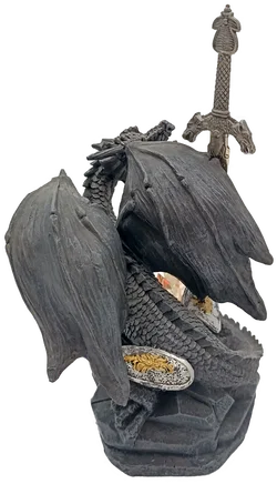 Agora Gifthouse Sweden Deko-Drache mit Schwert & LED-Kristall – Gothic Fantasy Figur – Vorschau 3