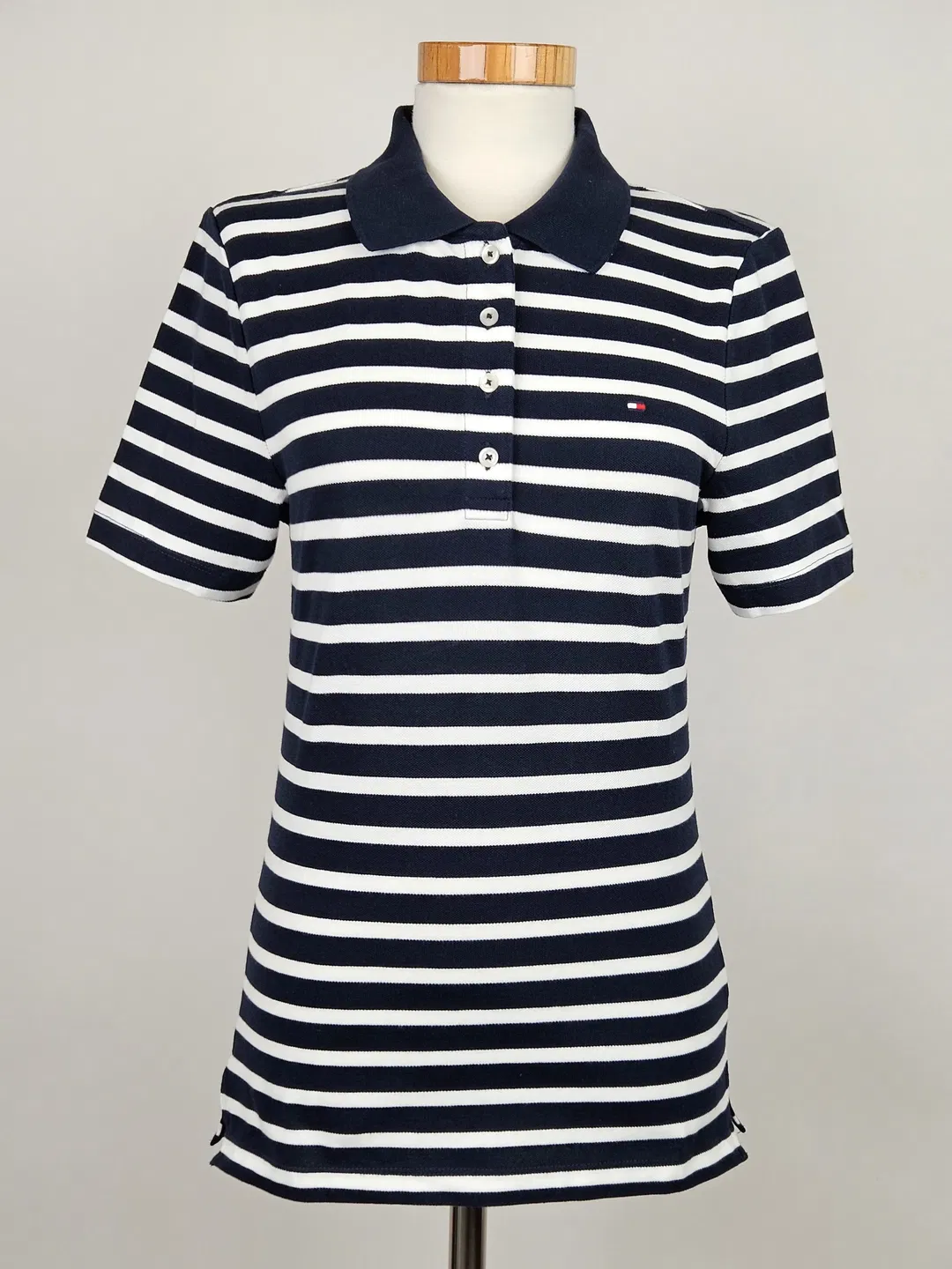 TOMMY HILFIGER Damen Poloshirt, blau/weiß - Gr. M  - Bild 1