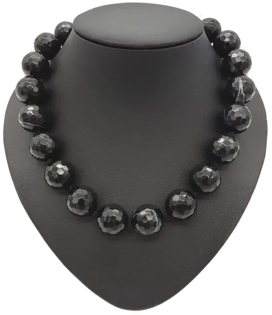 Damen Kette Halbedelstein Schwarzer Achat facettiert  - Bild 1