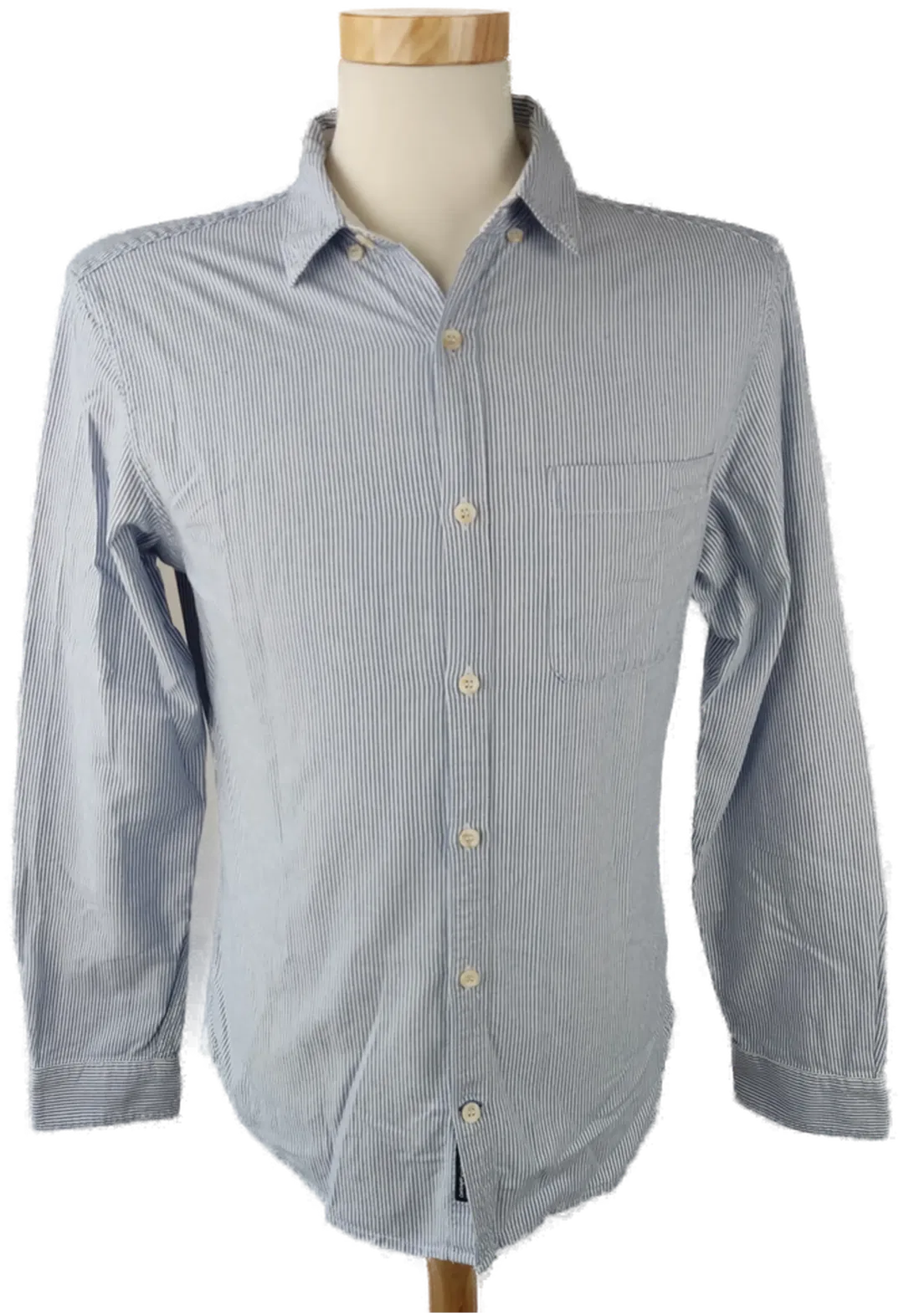Pull & Bear Herrenhemd blau, weiß gestreift - M - Bild 1