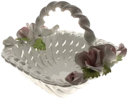 Porzellan Blumenkorb mit Rosen | Handarbeit | Made in Italy | ca. 30 x 27 cm - Bild 1