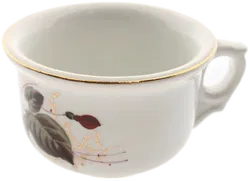  2 Antikes Tassen - mit Untertasse – Porzellan, handbemalt, „Zur Erinnerung“, Goldrand - Bild 3