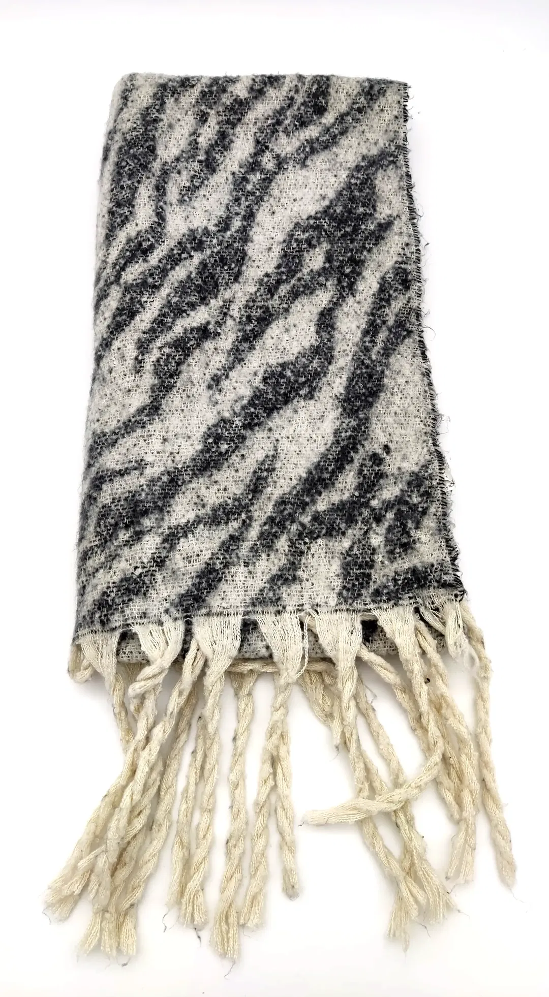 Tedi Damenschal schwarz-weiß quer gestreift mit Fransen - Bild 1