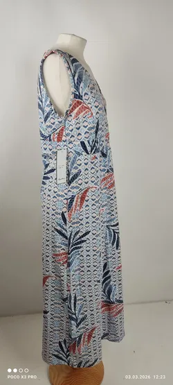 Green Cotton Maxikleid mit Blumenmotiv - Bild 3