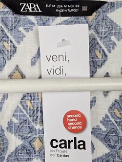 ZARA Damen Bluse, blau/weiß - Gr. M  - Bild 4