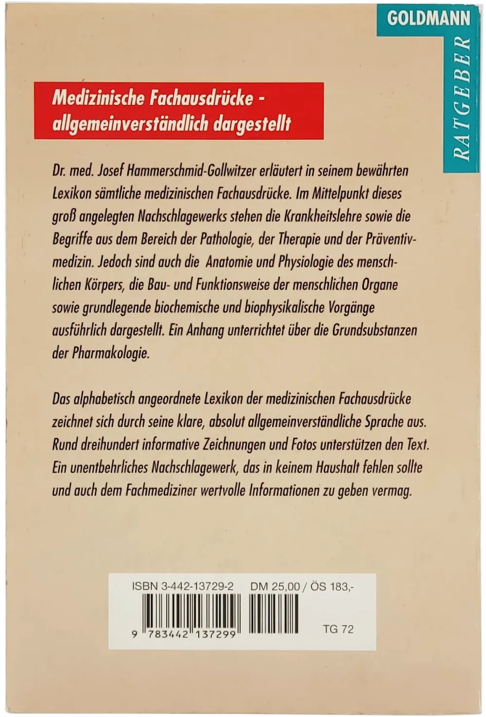 Buch "Wörterbuch der medizinischen Fachausdrücke" von Dr. Josef Hammerschmid-Gollwitzer – Bild 2