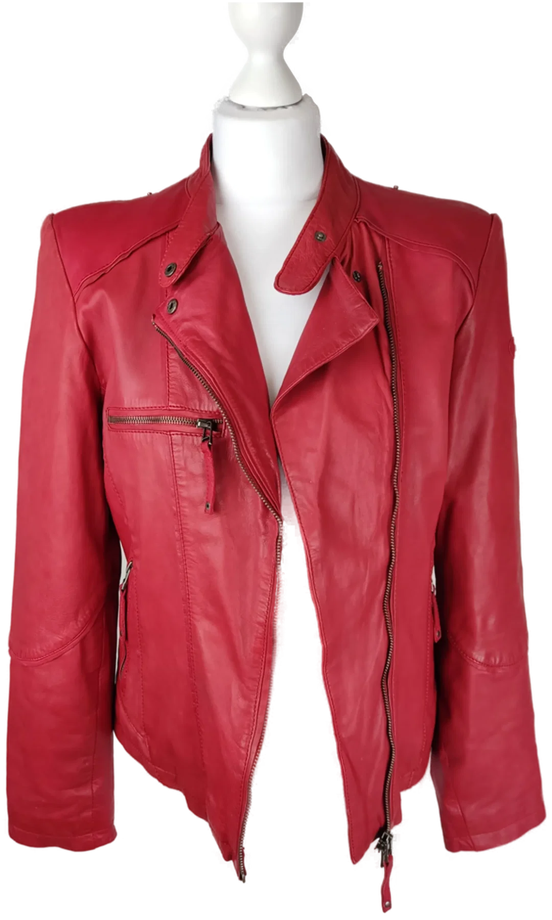 Damen-Lederjacke Cabrini Rot | Vintage-Charme – Bild 2