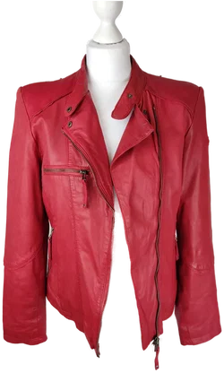 Damen-Lederjacke Cabrini Rot | Vintage-Charme - Bild 2