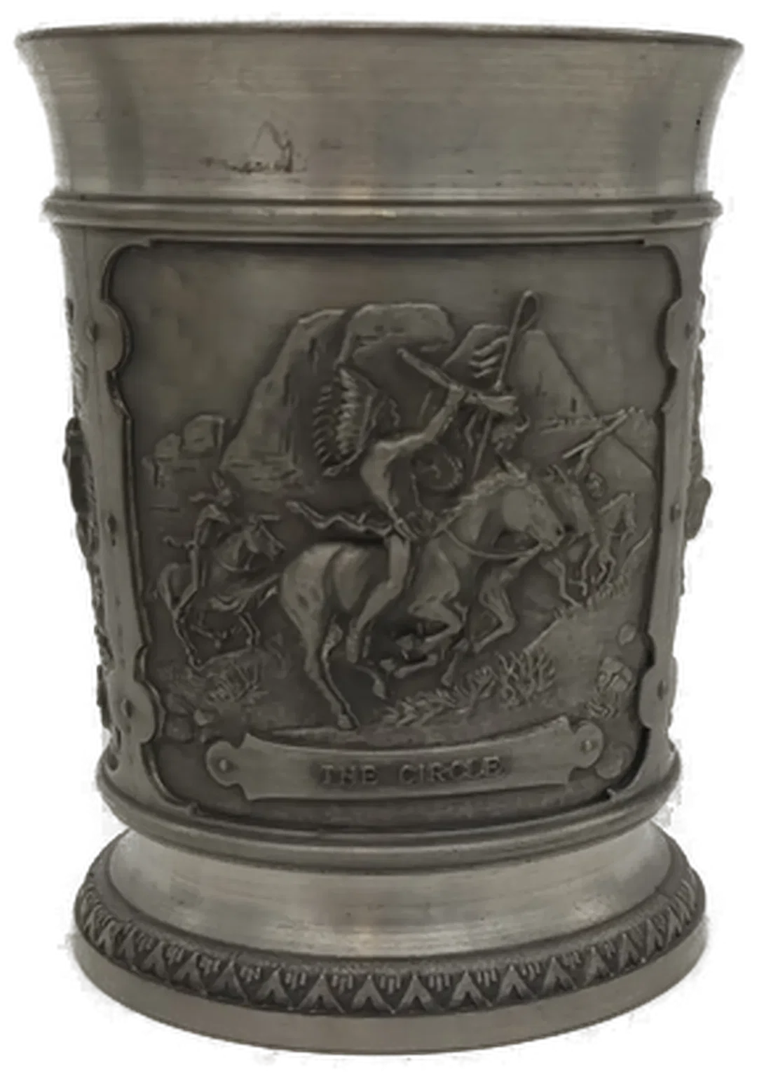 Zinnbecher Set mit Relief, 4 Stück, ca. 9–10 cm – Bild 3