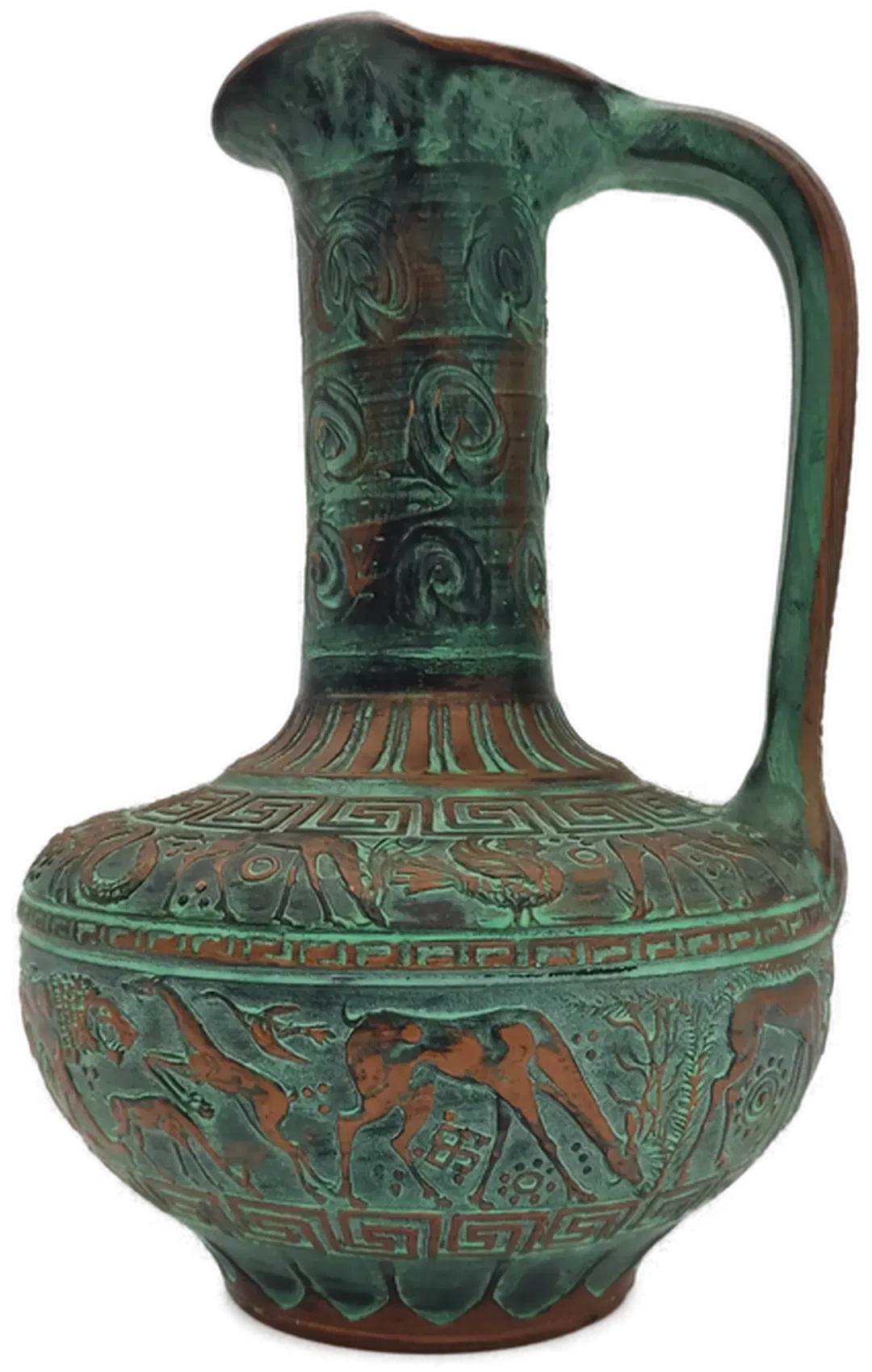 Antiker griechischer Terrakotta-Krug mit schwarzem Sockel, seltenes Reliefdekor - Bild 2