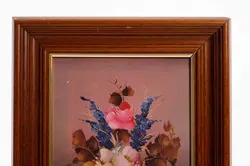 Bild Alfonso Tenerife Blumenstillleben im Holzrahmen, signiert, Vintage Wandbild - Bild 3