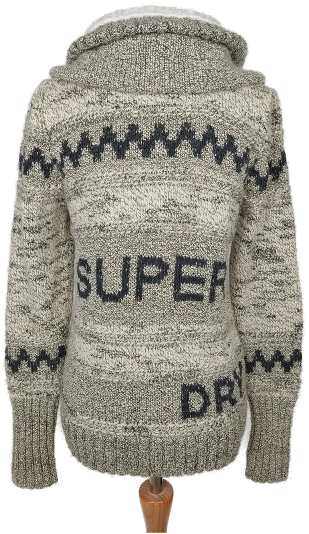 Superdry Damen Strickjacke grau/beige/gold gemustert - 38/M – Bild 2