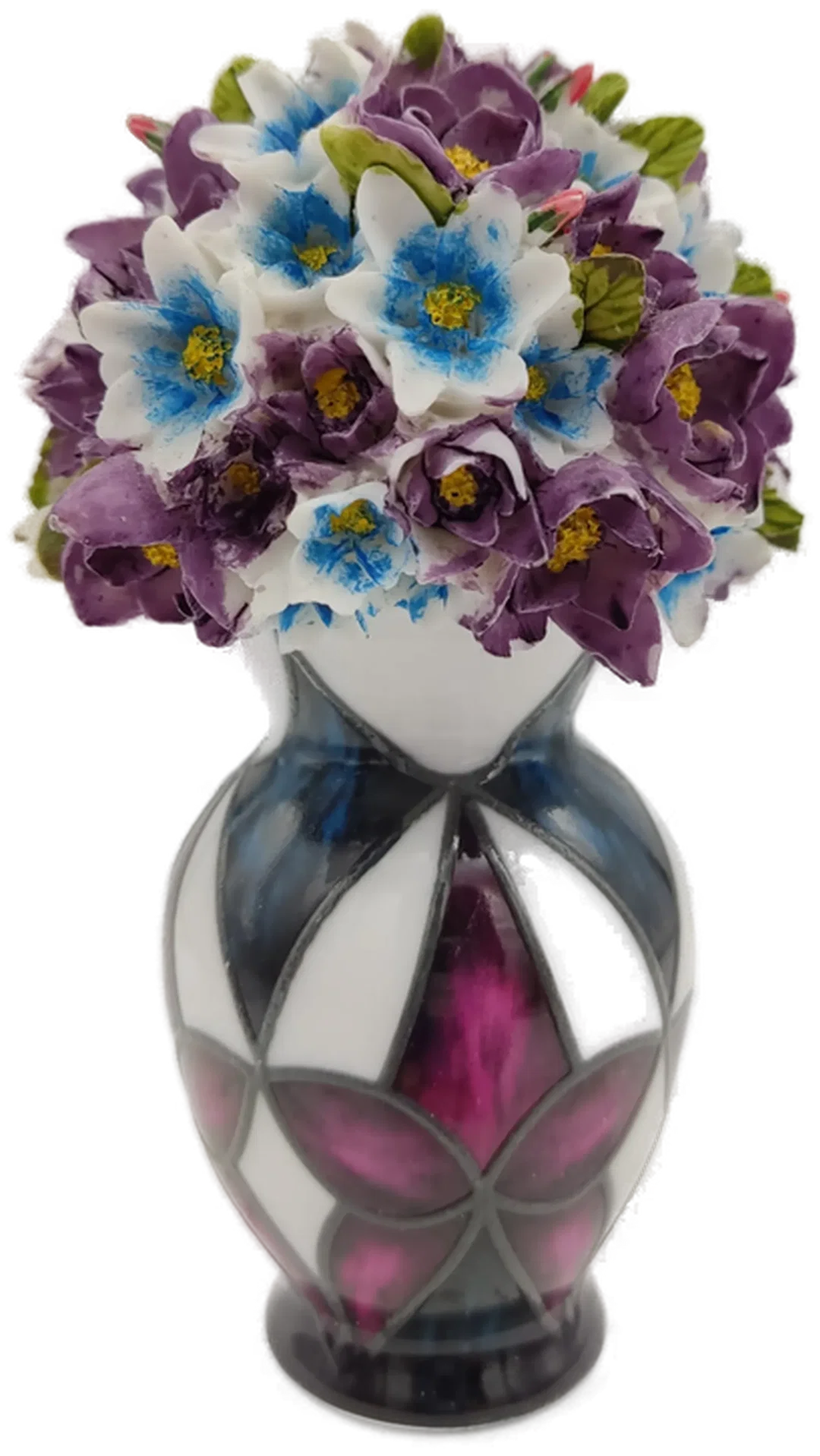 Decko "Miniblumenvase mit Blumenstrauß", violett/bunt, Größe ca. 12 x 8 cm – Bild 2
