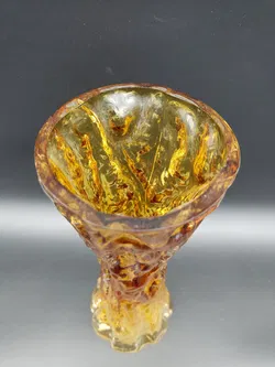 Vintage-Vase in Rindenoptik / bernsteinfarben - Bild 4