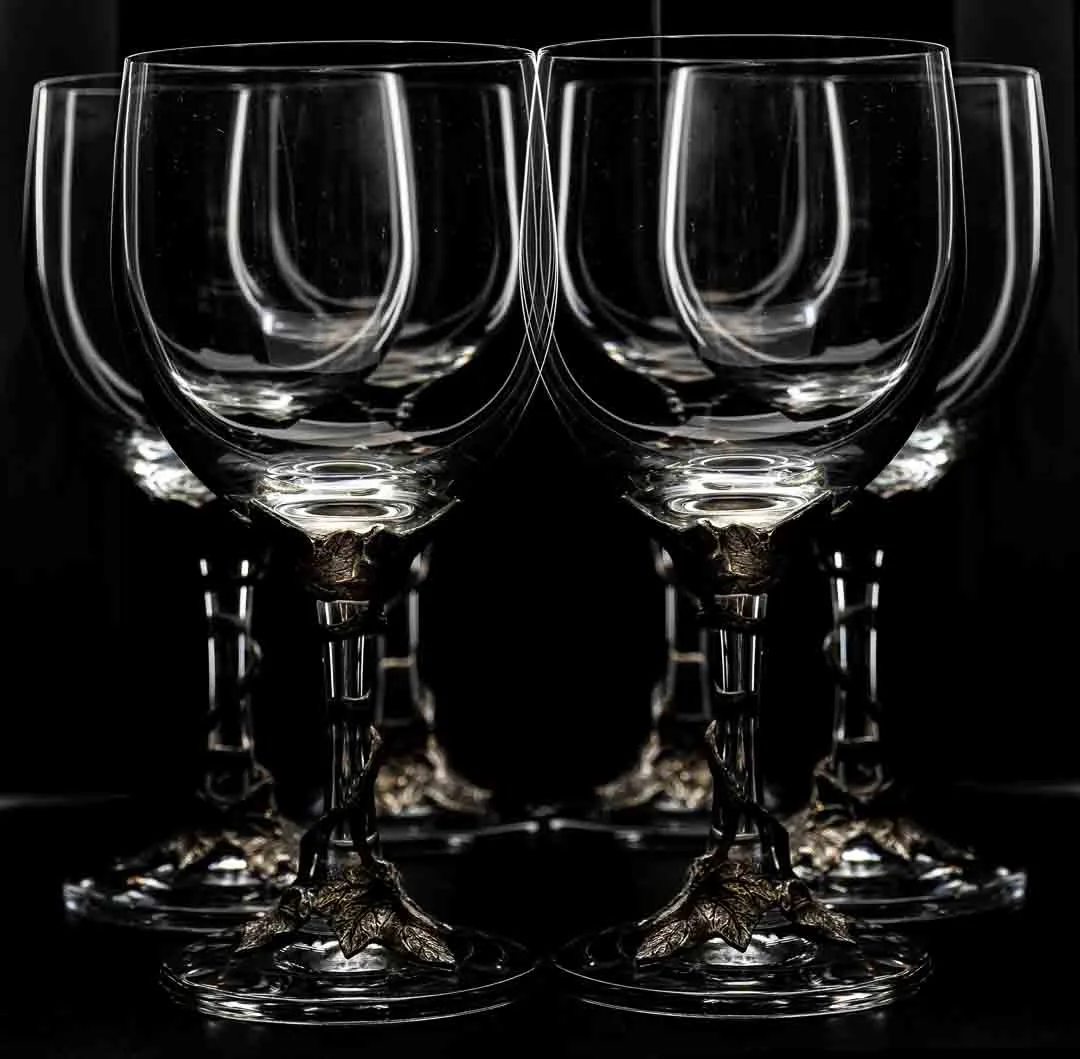 Finest Pewterware Weingläser mit Zinn-Weinlaubfuß, 6er-Set – Bild 4