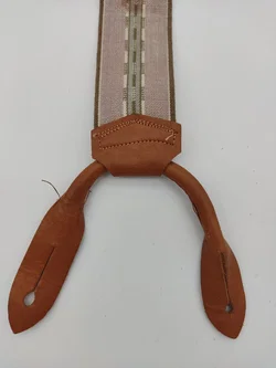 Hosenträger, beige/grün/braun mit Leder - Bild 3