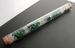 Edelstein-Glasröhre mit Kupferdeckeln – Malachit, Aventurin & Bergkristall (Länge ca. 32 cm) - Bild 3