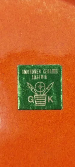 Gmundner Keramik Vase – Höhe ca. 27 cm, orange glasiert, gemarkt Gmunden Austria - Bild 4