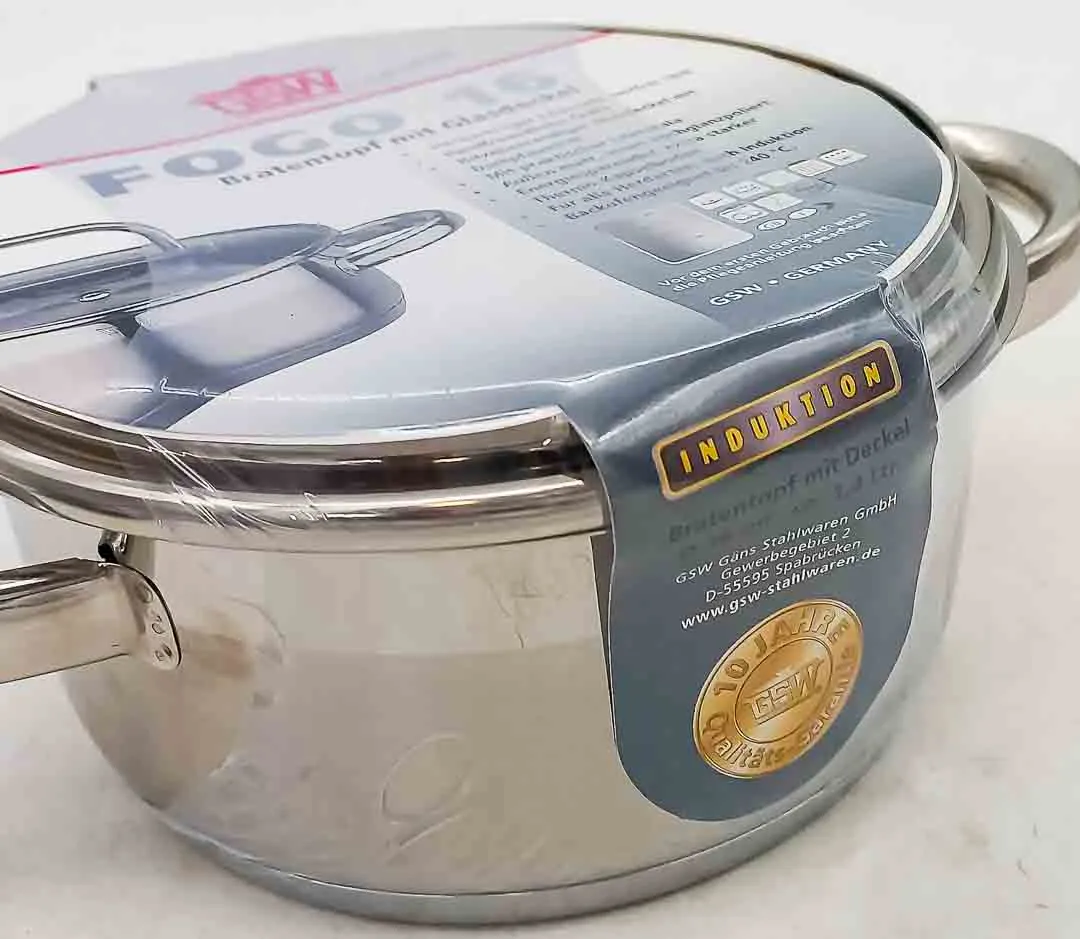 Fogo 16 GWS Bratentopf mit Glasdeckel 18/8, Induktionsgeeignet – Bild 3