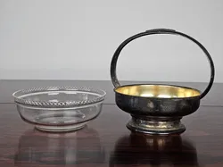 Vintage ES Messingkorb mit Galseinsatz - Durchmesser ca. 18,5 cm  - Bild 4