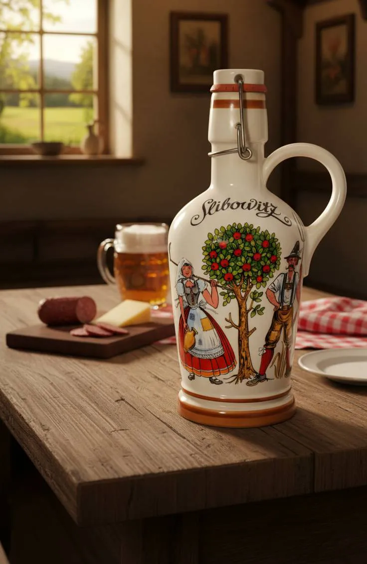 Rösler Keramikflasche „Slivowitz“ – Made in Bavaria, Handbemalt, Bauernmotiv - Bild 1