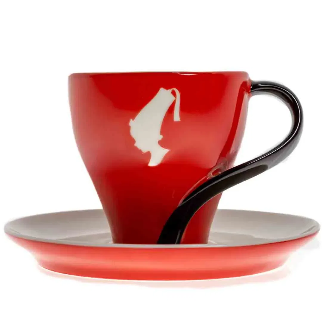 JULIUS MEINL 10-teiliges Set aus Kaffee- und Untertassen in rot-weiß-braun - Bild 4