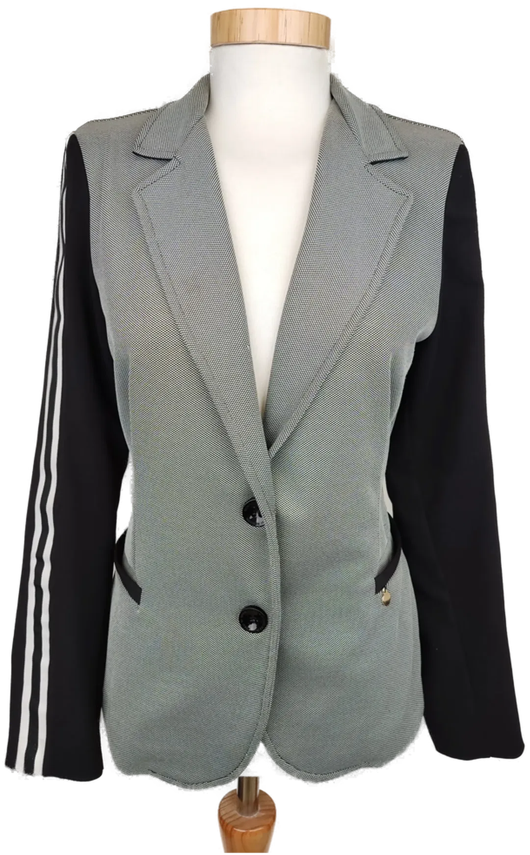 Rinascimento Damen Blazer grau/weiß/schwarz mit gestreiften Ärmeln - S/36 - Bild 4