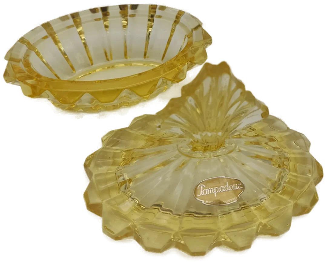 Pompadour Kristallglasschale mit Deckel 1970er Jahre – Bild 5
