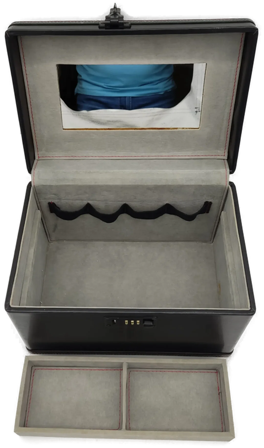 Großer Kosmetikkoffer mit Zahlenschloß schwarz, Breite 30 cm, Höhe 20 cm, Tiefe 20 cm – Bild 2