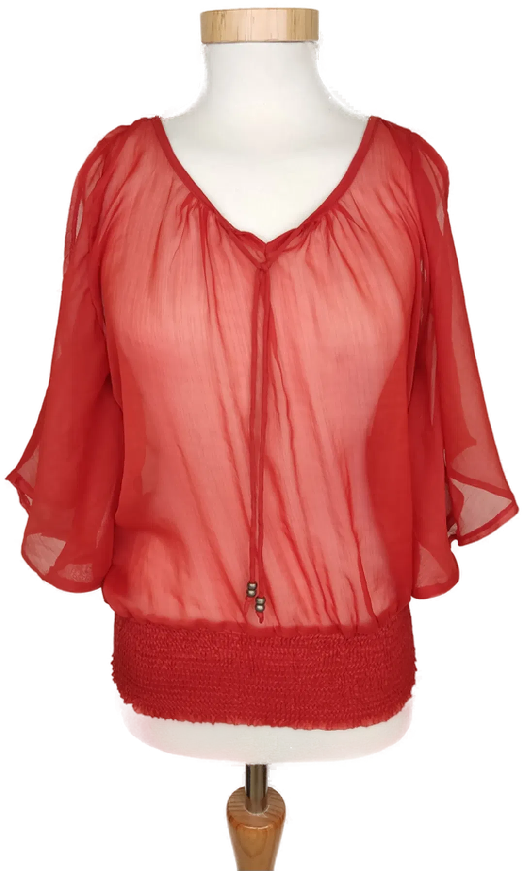 Orsay Damen Bluse rot transparent und schulterfrei - S/36 - Bild 1