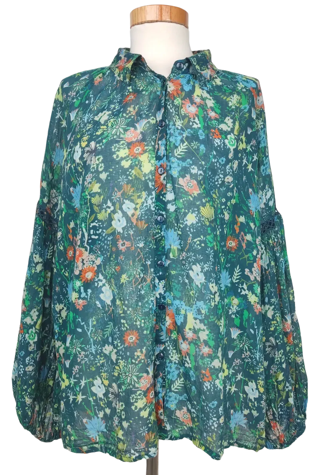 POM Amsterdam Damen Bluse, blaugrün - Gr. M - Bild 4