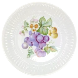 Vintage Hutschenreuther Selb - strukturierte Porzellan-Kuchenplatte mit 6 Gebäcktellern (Serie Apart / Obst-Serie) – Vorschau 6